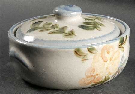 Country Flower Blue 1 Qt Round Covered Casserole