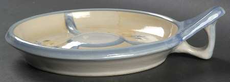 Country Flower Blue Round Shallow Microwave Baker