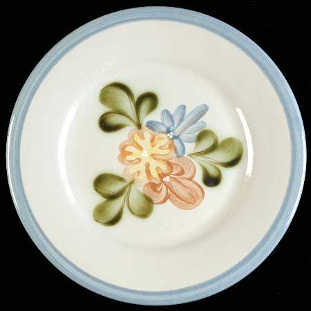 Country Flower Blue Salad Plate