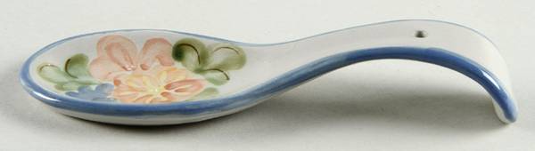 Country Flower Blue Spoon Rest/Holder (Holds 1 Spoon)