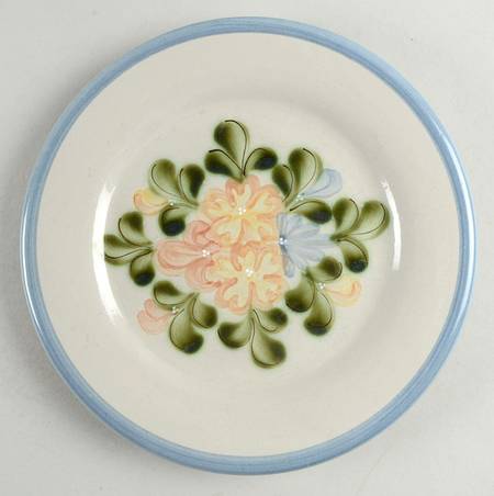 Country Flower Blue Luncheon Plate