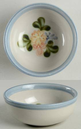 Country Flower Blue Fruit/Dessert (Sauce) Bowl