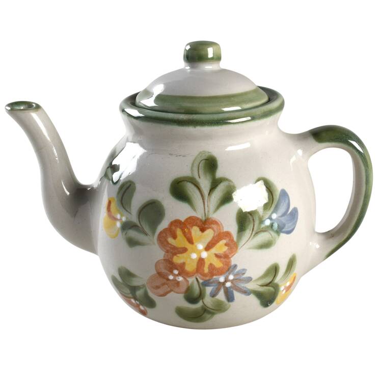 Country Flower Green Teapot & Lid