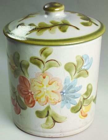Country Flower Green Extra Large Canister & Lid