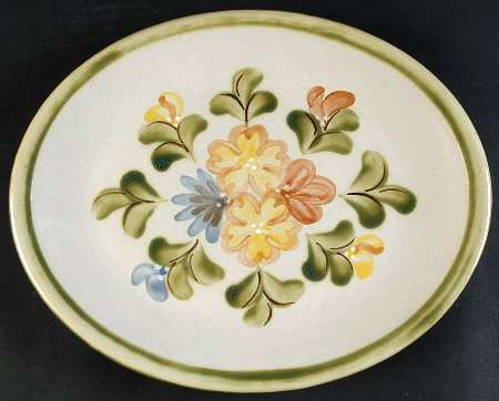 Country Flower Green 12" Oval Serving Platter
