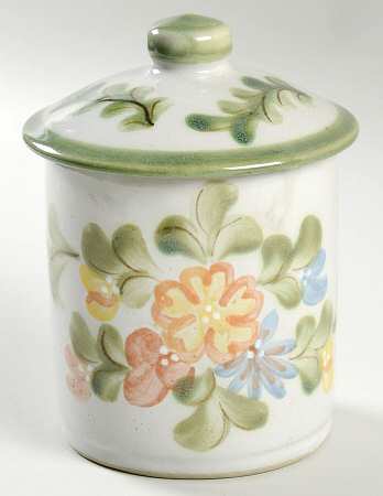 Country Flower Green Small Canister & Lid