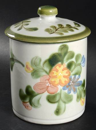 Country Flower Green Medium Canister & Lid