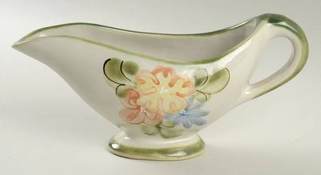 Country Flower Green Gravy Boat