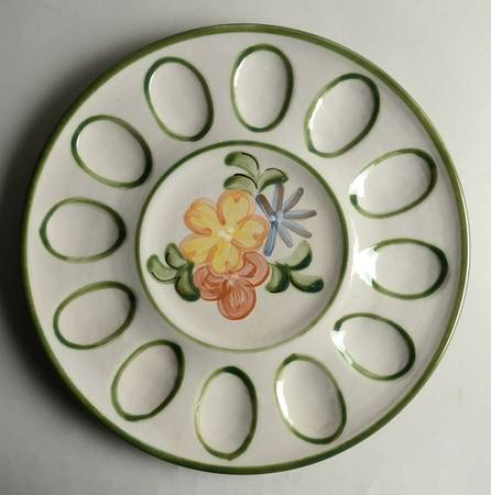 Country Flower Green Deviled Egg Plate