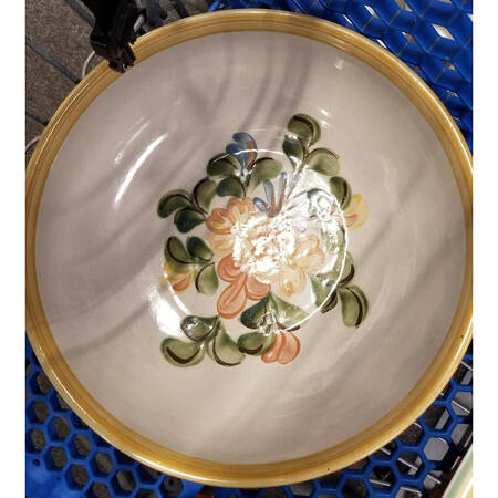 Country Flower Yellow 12" Large Salad Serving Bowl