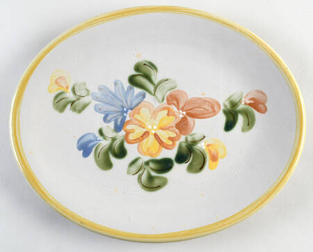 Country Flower Yellow 12" Oval Serving Platter