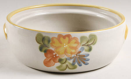 Country Flower Yellow 2 Qt Round Covered Casserole No Lid