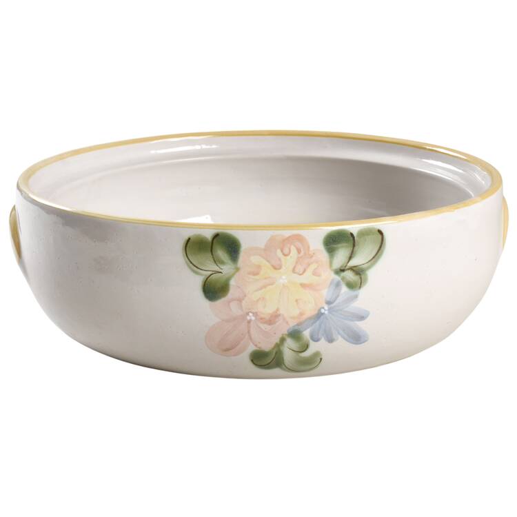 Country Flower Yellow 4 Quart Round Casserole No Lid