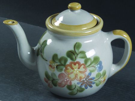 Country Flower Yellow Teapot & Lid