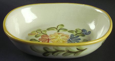 Country Flower Yellow 9" Oval Vegetable Bowl