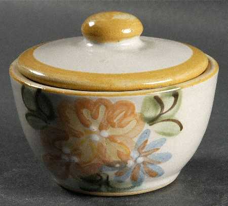 Country Flower Yellow Sugar Bowl & Lid