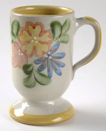 Country Flower Yellow Pedestal Mug