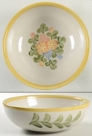 Country Flower Yellow 10" Large Salad Serving Bowl
