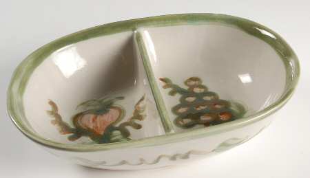 Pear 9" Oval Divided Vegetable Bowl