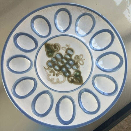 Vintage (Blue Band) Deviled Egg Plate