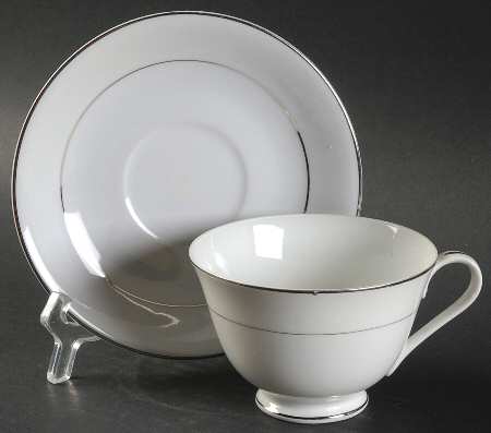 Helene White Footed Cup & Saucer Set