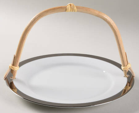 Academy Platinum 5 3/8"-5 5/8" Bamboo Handled Serving Plate  HC