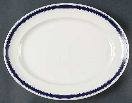 Cafe Stripe  Blue (Wedgwood) 14" Oval Serving Platter