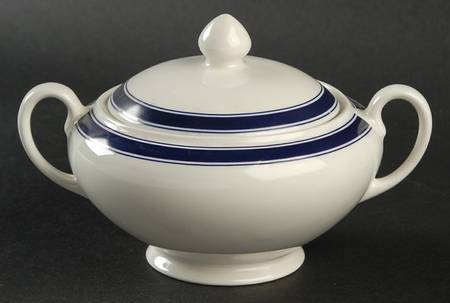 Cafe Stripe  Blue (Wedgwood) Sugar Bowl & Lid