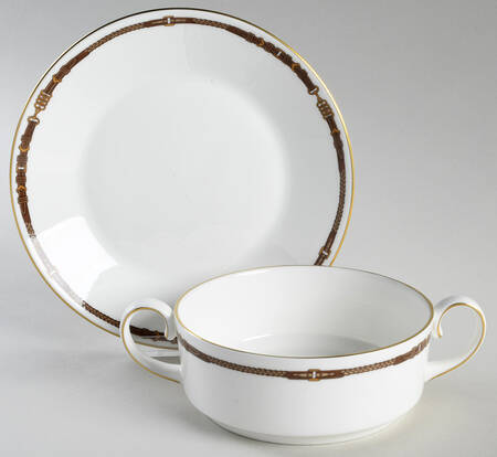 Equestrian Flat Cream Soup Bowl & Saucer Set