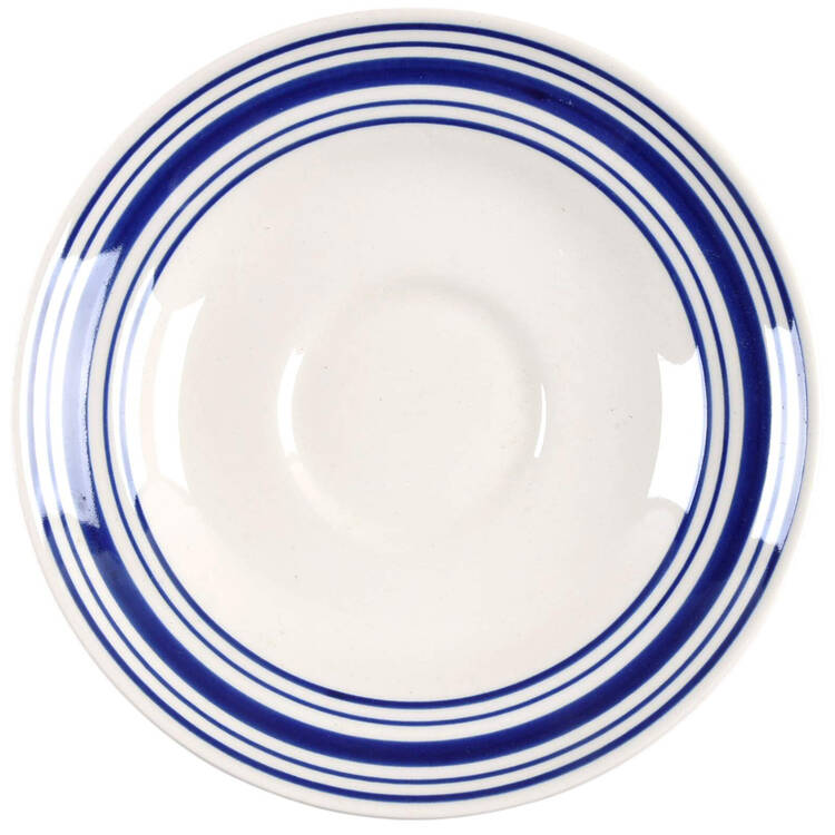 Farmstead Ticking Blue Saucer for Breakfast Cup