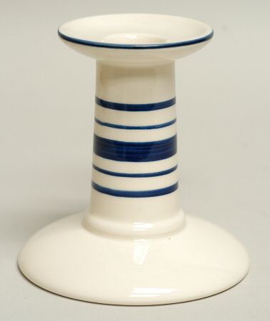 Farmstead Ticking Blue Single Light Candlestick