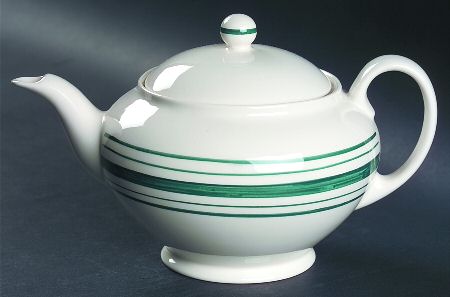 Farmstead Ticking Green Teapot & Lid