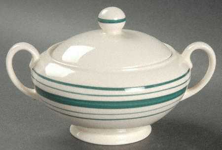 Farmstead Ticking Green Sugar Bowl & Lid