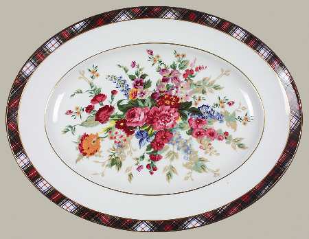 Hampton Floral 14" Oval Serving Platter