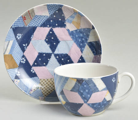 Patchwork Flat Cup & Saucer Set