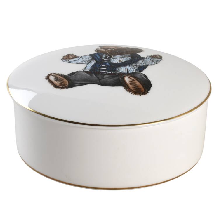 Polo Bear (Gold Trim, No Text on Front) Round Box & Lid