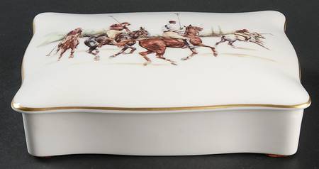 Polo Scene Double Deck Playing Card Box & Lid with Cards