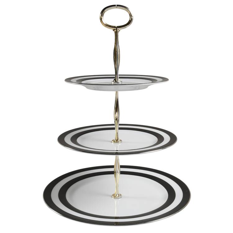 Spectator Black 13 7/8"-14 1/4" 3-Tiered Serving Tray(DP,SP,BB) HC