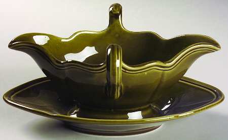 Louis XV Green Gravy Boat with Attached Underplate