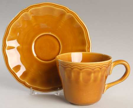 Louis XV Honey Flat Cup & Saucer Set