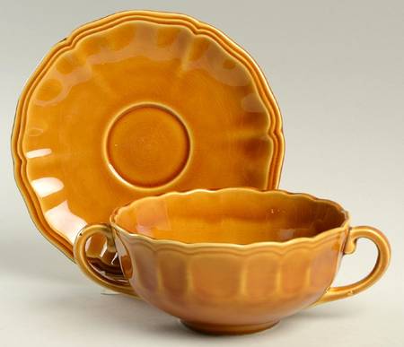Louis XV Honey Flat Cream Soup Bowl & Saucer Set