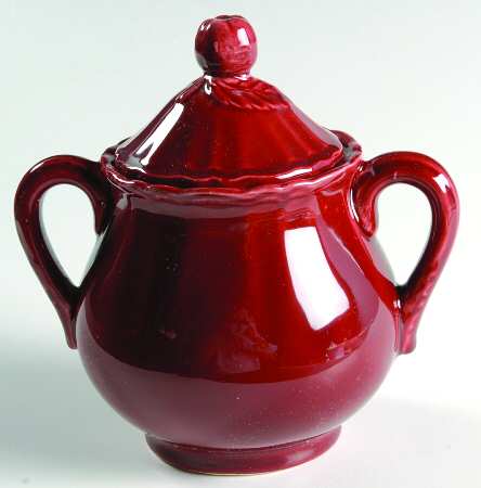 Louis XV Apple Red Sugar Bowl & Lid