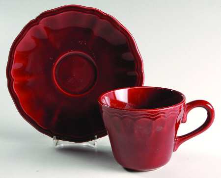Louis XV Apple Red Flat Cup & Saucer Set
