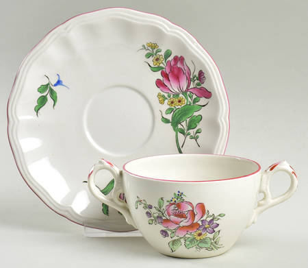 Old Strasbourg (Off White Background) Flat Bouillon Cup & Saucer