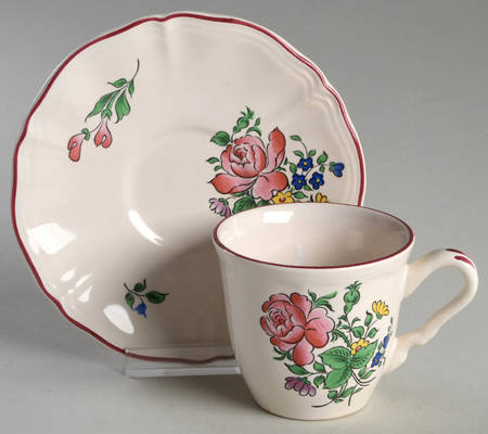 Old Strasbourg (Off White Background) Flat Cup & Saucer Set