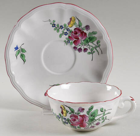 Old Strasbourg (Off White Background) Flat Cup & Saucer Set