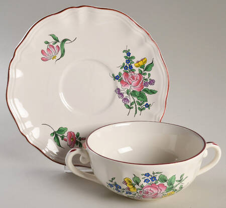Old Strasbourg (Off White Background) Flat Cream Soup & Saucer Set