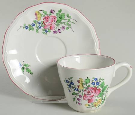 Old Strasbourg (Off White Background) Flat Cup & Saucer Set