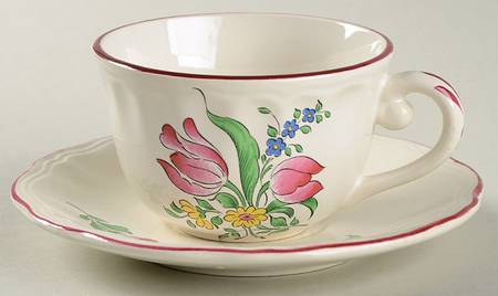 Old Strasbourg (Off White Background) Flat Demitasse Cup & Saucer Set