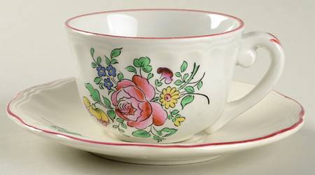 Old Strasbourg (Off White Background) Flat Demitasse Cup & Saucer Set